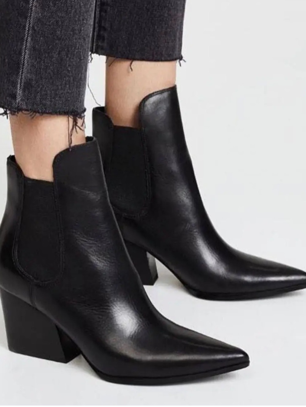 Kendall & Kylie Black Pointed Chelsea Block Heel Ankle Boots